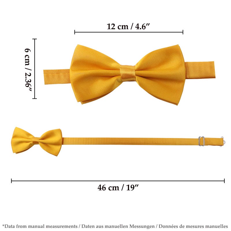 Kajeer 6PCS Men's Bow Tie for Wedding Party - Solid Color Adjustable Pre Tied Bowties (Golden Yellow) - Image 3